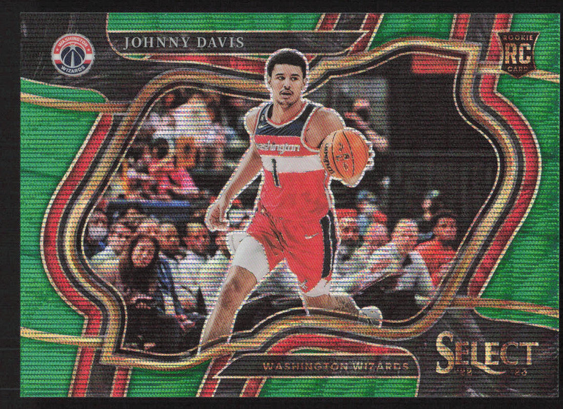 Johnny Davis 2022-23 Panini Select Green Wave Prizms #300 SN,RC,/50