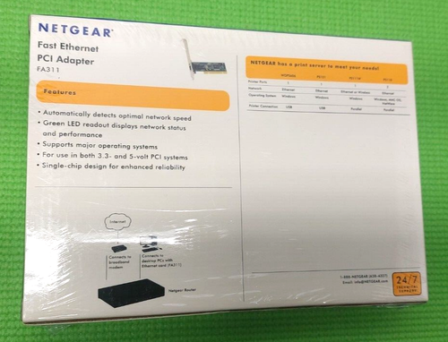 New Sealed Netgear 32 bit PCI Adapter FA311 10/100 Mbps Fast Ethernet - Picture 3 of 4