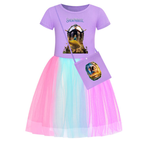 Girls Princess Snow White Rainbow Stars Tutu Skirts Birthday Party Fancy Dress - Picture 31 of 48