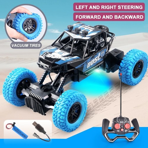 Remote Control Car Colorful Flashing Lights Rubber Wheels Off-Road Toy Car Kids - Picture 35 of 37