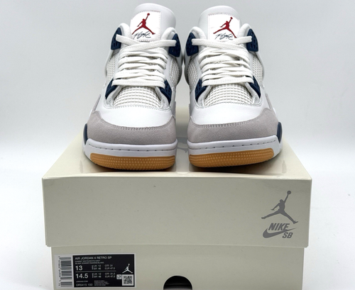 Nike SB x Air Jordan 4 Retro SP Summit White Navy DR5415-100 Men's Size 13 New - Picture 6 of 6