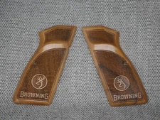 CUSTOM MADE WALNUT WOOD SANDED  & LOGO GRIPS FITS BROWNING HI POWER