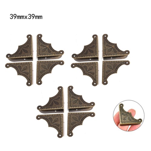 12 Stck. Vintage Metall Ecke Deko Schutz für Schmuckkästchen Holz Koffer Schreibtisch - Bild 4 von 19