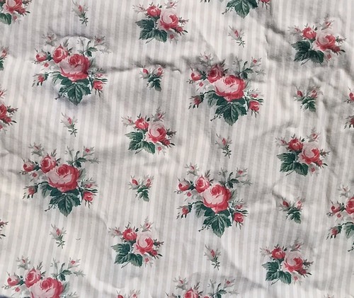 Vintage Ralph Lauren King Pillowcase Sham Stripes Roses Cotton Ruffle Cottage - Picture 5 of 8