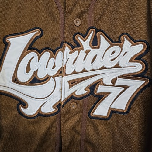 Vintage Y2K Lowrider 77 Magazine Streetwear Brown Raza Baseball Jersey Mens 2XL - Picture 2 of 8