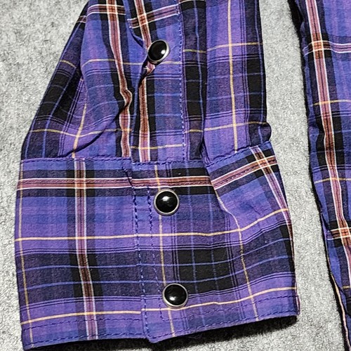 Roper Purple Plaid Western Black Snap Long-Sleeve Shirt Men's Size XLarge EUC - Foto 12 di 14