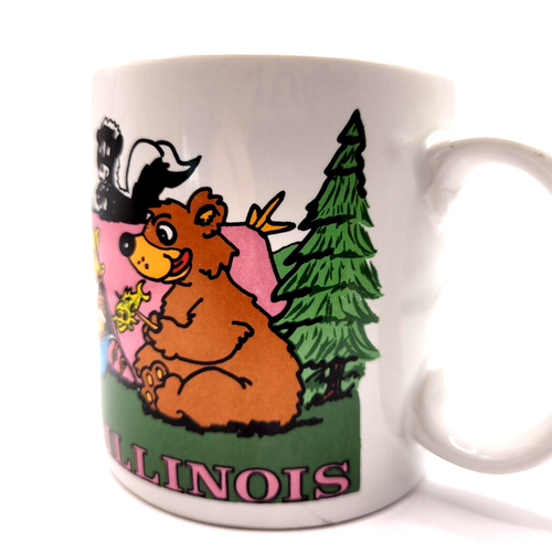 Experience ILLINOIS Wrap Around Camping Scene SOUVENIR Coffee Mug LIPCO 1980S - Picture 9 of 16