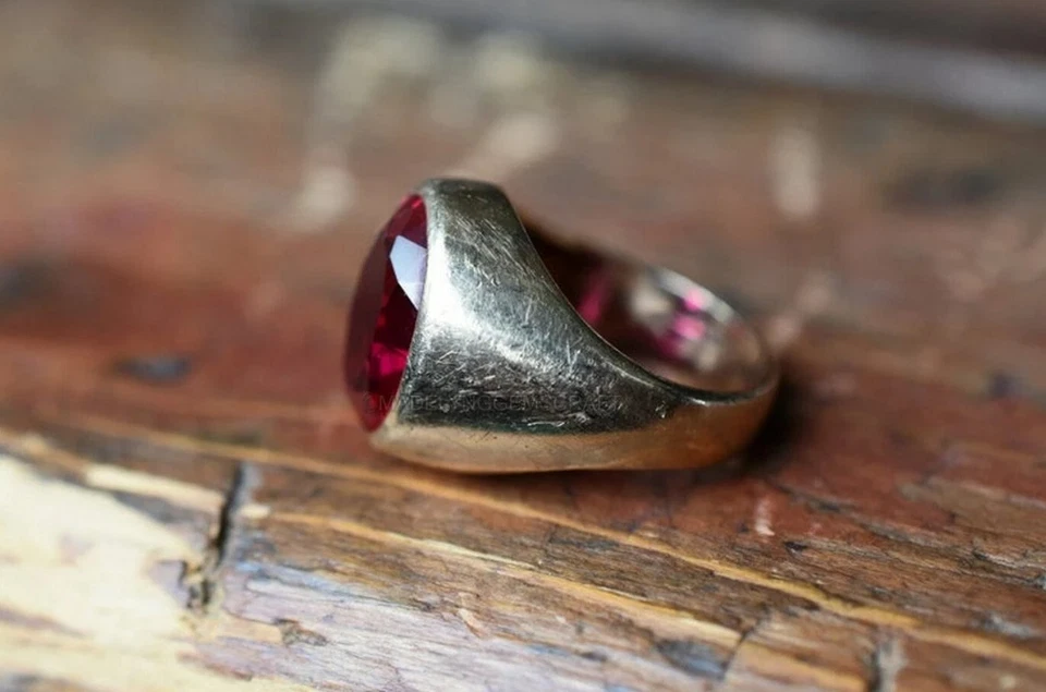 Red Ruby Ring 925 Sterling Silver Ring For Men Gift Valentine Ring - Image 2 of 4