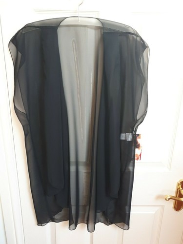 Shirley of Hollywood Sheer Black Chiffon Shrug One Size Negligee Lingerie Wrap - Picture 12 of 13