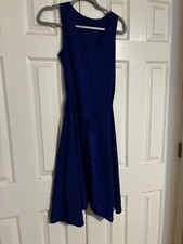 Banana Republic Tank Midi Asymmetric Dress With Belt,blue,sz.0
