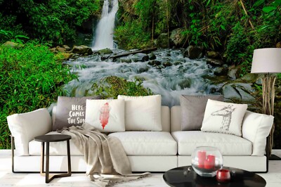3D Forest Waterfall Wallpaper Wall Mural Self-adhesive Removable 333 ...