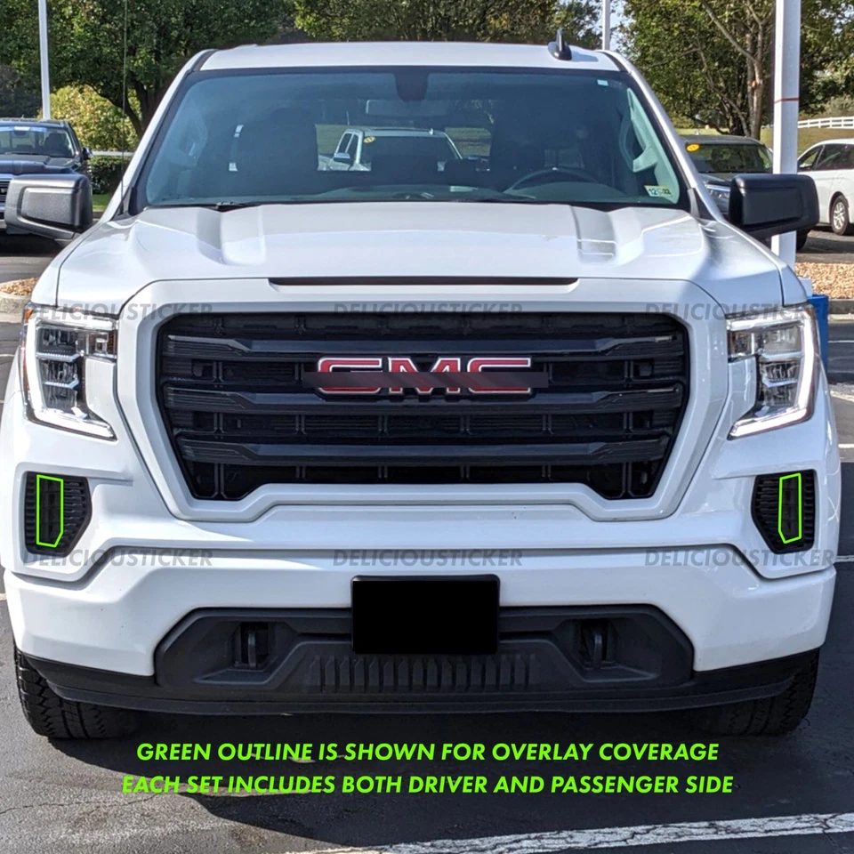 For 2019-2021 GMC Sierra 1500 SMOKE Fog Light Vinyl Front Overlay Tint - Image 2 of 4