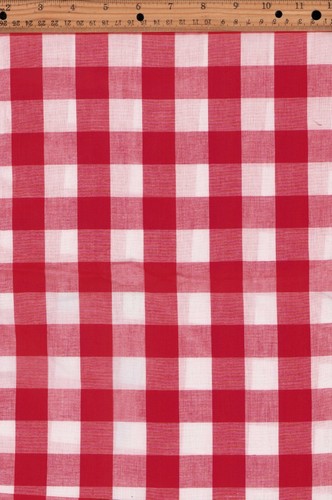 Red & White Vintage Buffalo Checks Cotton Fabric 1 yds  36"x 60" OOP Unwashed - Picture 2 of 2