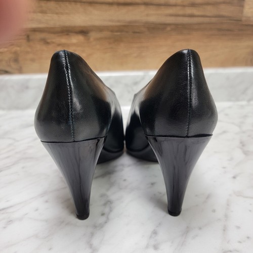 Womens 9.5 B M Robert Clergerie Paris France Black Leather Shoes Pump Heel - Picture 8 of 12