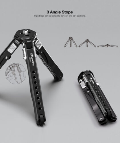 Leofoto MT-04 Upgraded Folding Aluminum Mini Tripod with Bag - Picture 3 of 9
