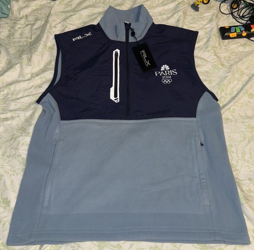 RLX Ralph Lauren Men's 1/4 Zip Golf Vest Pullover Nwt Blue Sz S Paris 2024 - 第 1/9 張圖片