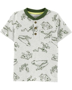 Genuine Kids Toddler Boys 3T Painted Desert Red Stripe Henley Short Sleeve Shirt