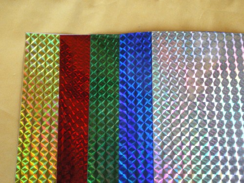 25 STCK. HOLOGRAPHISCHES ANGELKÖDERBAND 4"" X 8""/BLINKERPRISMA 5 FARBEN JE 5 - Bild 1 von 9