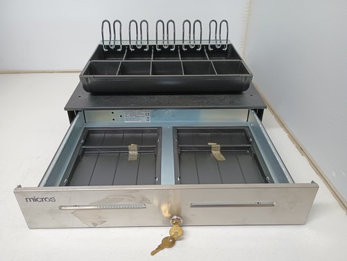 Micros APG Cash Drawer JD030-9D-BL1816-U5 12VDC 1.5A w/Keys - Picture 9 of 27