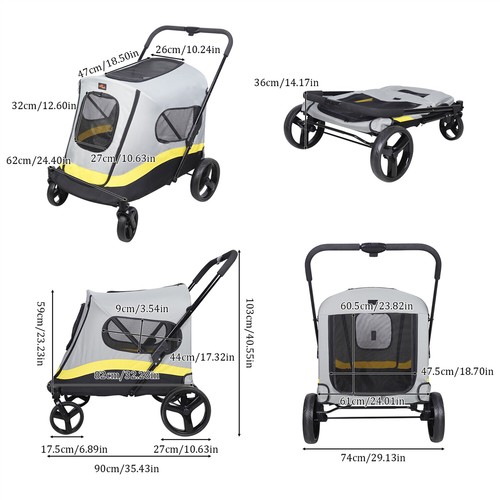 Portable Pet Stroller Dog Cat Cage Jogger Travel Folding Carrier Rainproof Cover - Picture 8 of 17