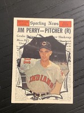 1961 Topps #584 Jim Perry - All-Star Indians - EX-MT No Creases Low Pop