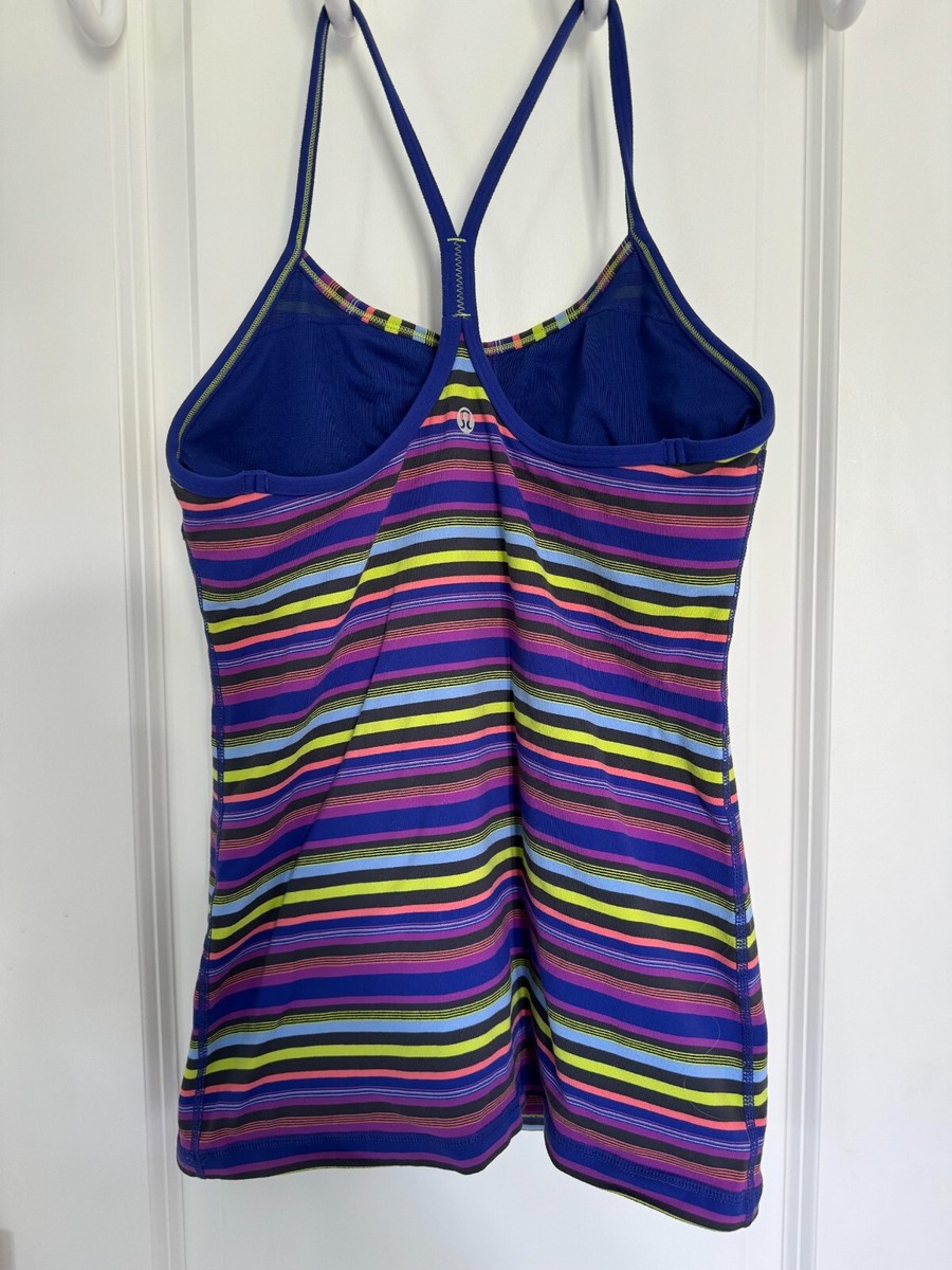 ルルレモン Power Y Tank    タンクトップ　6 Lululemon Power Y Tank Top Size 6? Navy Blue Green Striped