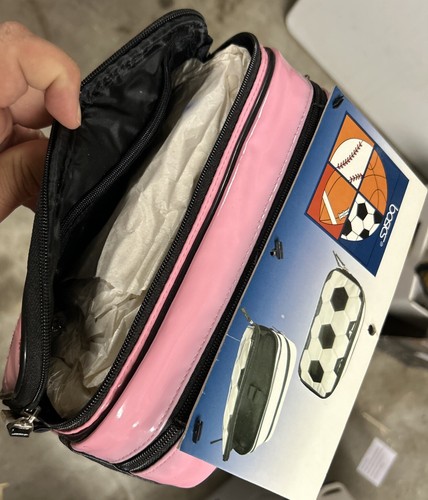 Vintage Soccer Textured Toiletry Makeup Travel Bag Brand New! Basics RARE PINK - Picture 2 of 11