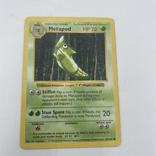Metapod 54/102 1° Edizione Pokemon Set Base Senza Ombre - Foto 3 di 4