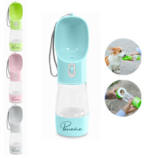 Hunde Trinkflasche Wasserflasche für Unterwegs mit Futterbehälter und Wassernapf