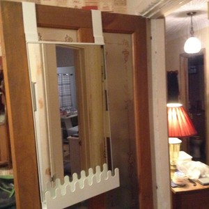Details About Ikea Garnes Over The Door Mirror With Shelf Hanging Hooks
