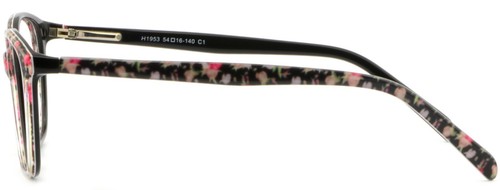 Thin Light Women's Plastic Frames Spring Hinges Glasses Floral Flower Black Pink - Picture 4 of 17