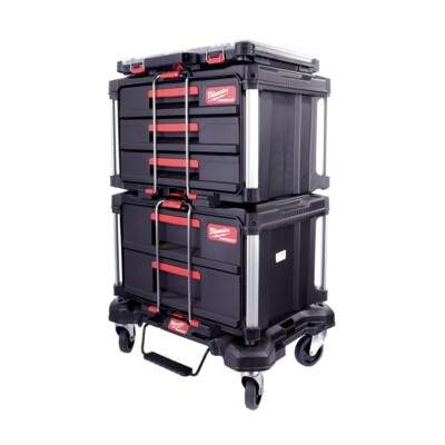 Milwaukee PACKOUT Drawers 2 & 3 Piece Drawer Set with Slim Organiser & Dolly
