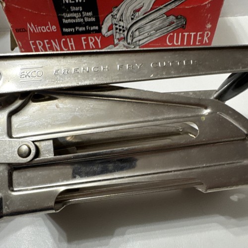 Ekco Miracle French Fry Cutter Black Handle Stainless Steel Boxed Vintage - Picture 5 of 22