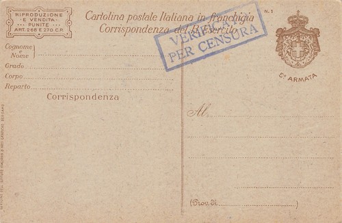 3404) WW1 FRANCHIGIA PROCLAMI SOLDATI 5 ARMATA "MAMMA". NUOVA. - Bild 2 von 2