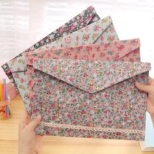 4x Retro Floral File Pocket Document Bags Folder Stationery Filing Production