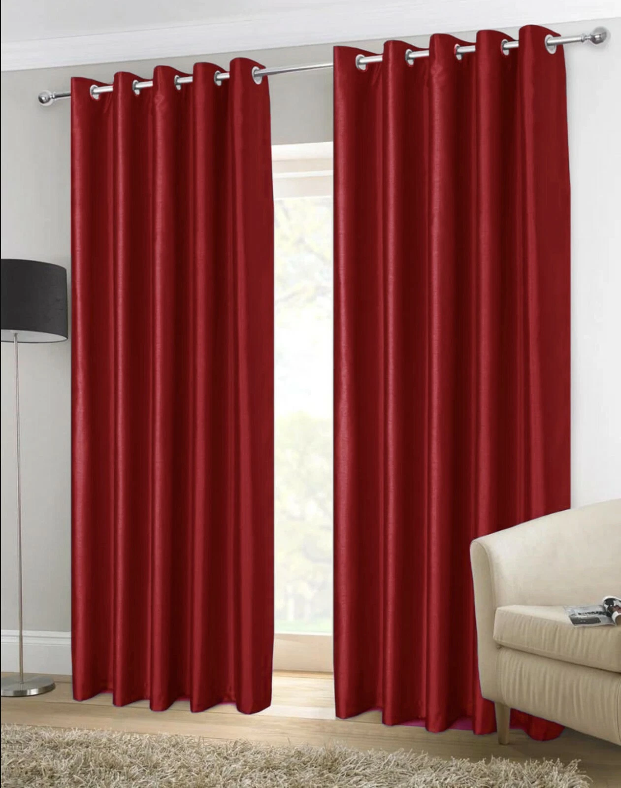 Opulent Faux Silk Curtains Room View