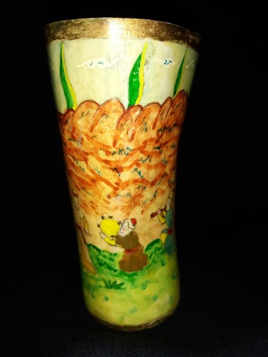 Petit vase en corne décoré d'une scène orientaliste peinte a la main 10,5 cm - Imagen 4 de 6