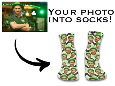 Custom Personalized Funny Comic Photo Socks for Men, Women, and Kids