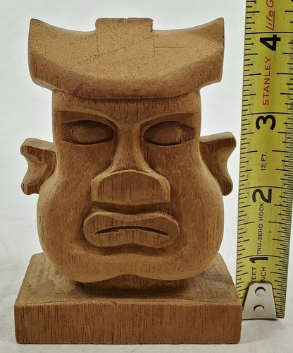 Hand Carved Folk Art Unfinished Wood Carving - Pacific Man Bust Figurine - VII - Picture 12 of 12