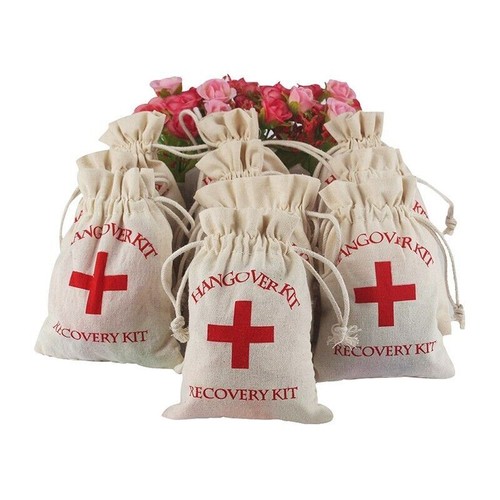 10x Hangover Recovery Kit Muslin Favour Bags Rustic Hens Party Engagement AU - Picture 8 of 12