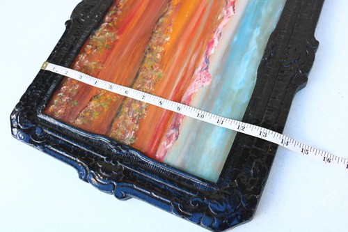 Gemälde ATEMBERAUBEND Antik HOLZ gerahmt Naive Kunst Landschaft Berge WE - Bild 4 von 11