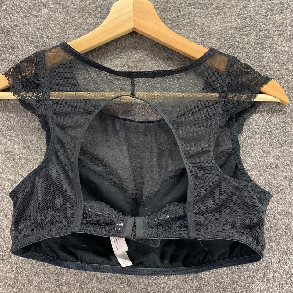 Sutiã Gilligan & O'Malley Bralette Feminino S Pequeno Preto Manga Cap Renda Sem Fio - Imagem 2 de 4