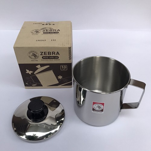 Thai Zebra Brand Stainless Steel Silver Water Mug with Lid Kitchenware Not Rust - Picture 42 of 48