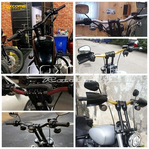 Motorcycle 1" Tracker Drag Bar Black Handlebar For Harley Chopper Dyna Sportster - Foto 9 di 9