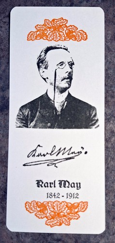 Lesezeichen "Karl May zum 100.Todestag", inkl. 2 Zeichnungen Rückseite, ca.20 cm - Bild 1 von 2