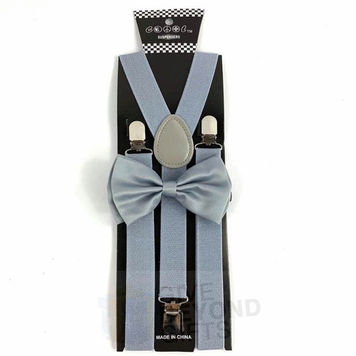 Suspender and Bow Tie Adults 42 Colors Combo Wedding Formal Wear Accessories - Picture 58 of 213