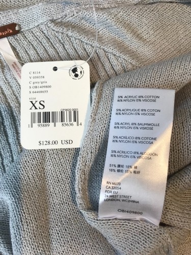 FREE PEOPLE Rowan Cardi - Light Grey Size X-SMALL RRP$128 - Picture 10 of 16