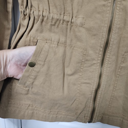 NWT Old Navy Jacket Women’s Sm Tall Tan Cinched Waist Cargo Canvas Utility Coat - Picture 5 of 10