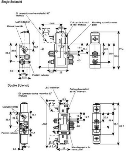 Aventics 4/2 PNEUMATIC CONTROL VALVE 1.6W 24V DC 200L/min Solenoid/Pilot - Picture 4 of 5