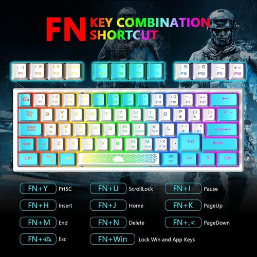 ZIYOU LANG K61 60% Wired Gaming Keyboard Mechanical Portable Rainbow RGB Backlit - Picture 17 of 33